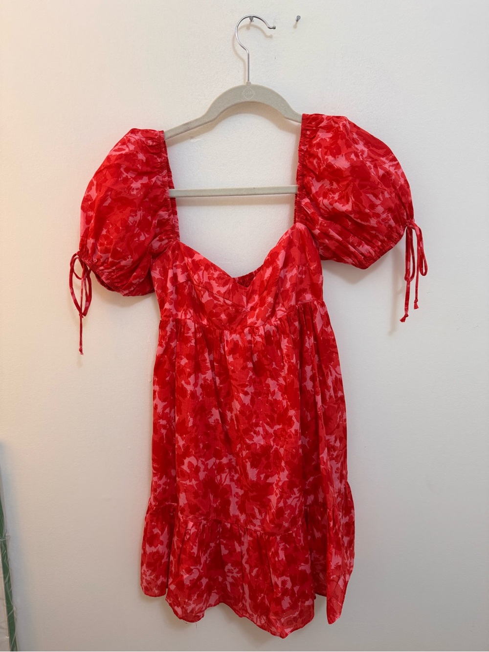 Olivaceous Red and Pink Floral Mini Dress